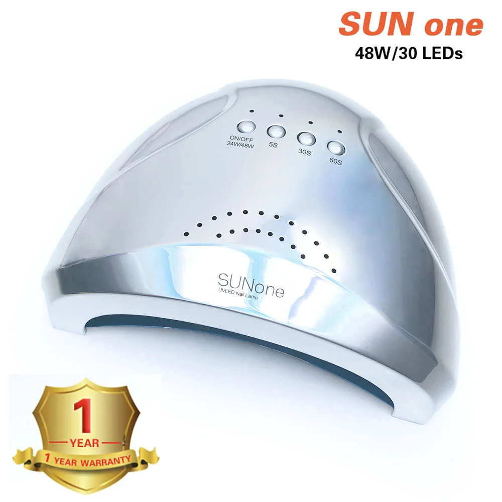SUN one-Silver SUN2C УФ лампа 48 Вт Сушилка для ногтей Светодиодная УФ-лампа для ногтей Гель-лак отверждения УФ лампа с нижней 30/60s таймер лампа для ЖК-дисплея для лака для ногтей, сушилка - Цвет: SUN one-Silver