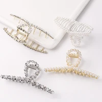 2021 new women pearls geometric metal hair claw gold silver hair clips headband hairpin fashion hair accessories