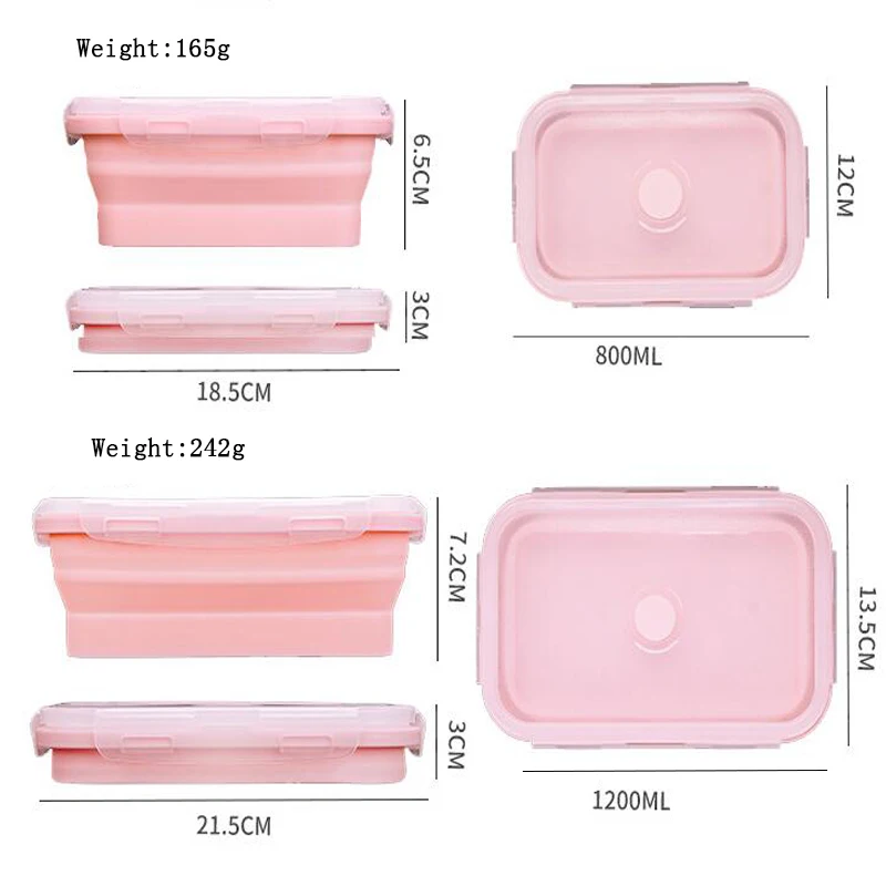 Портативный Силиконовый Складной Контейнер Bento Ланч бокс для еды посуда детей и