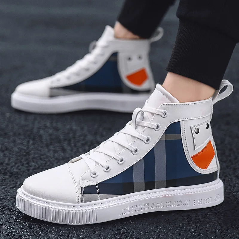 

Hot Mens High-top Canvas Shoes Men 2021 New Spring Autumn Top Fashion Sneakers Lace-up High Style Solid Colors Man Black Shoes