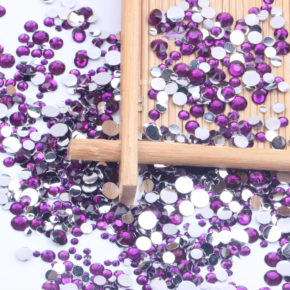 2-6 мм старая роза из полимерной смолы Стразы с круглым плоским основанием без