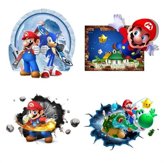 3D яркие наклейки на стену в стиле супер Марио для детской комнаты домашний декор