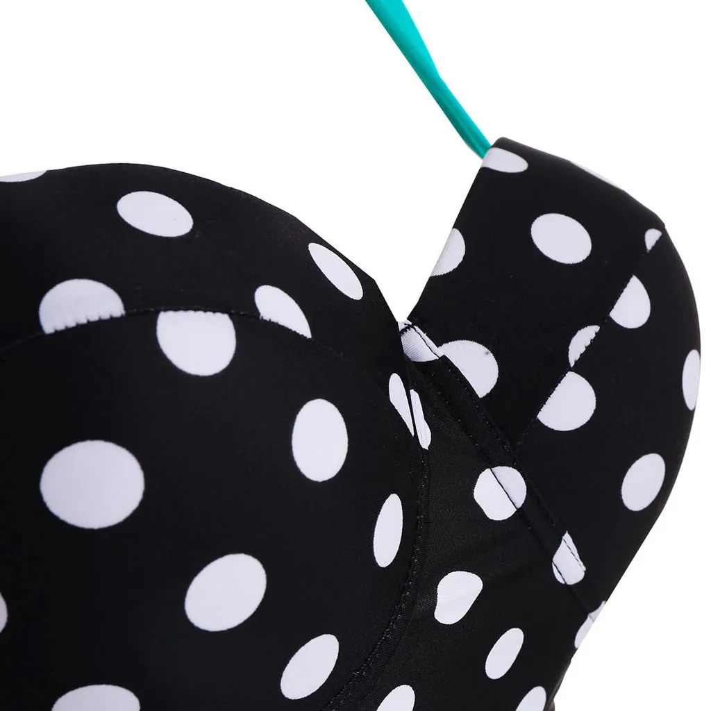 

Woman High Waist Bikini Solid Sexy Halter Swimwear Women Tankinis Dot Swimuit Female Retro Beachewear Bikinis 2020 Summer New