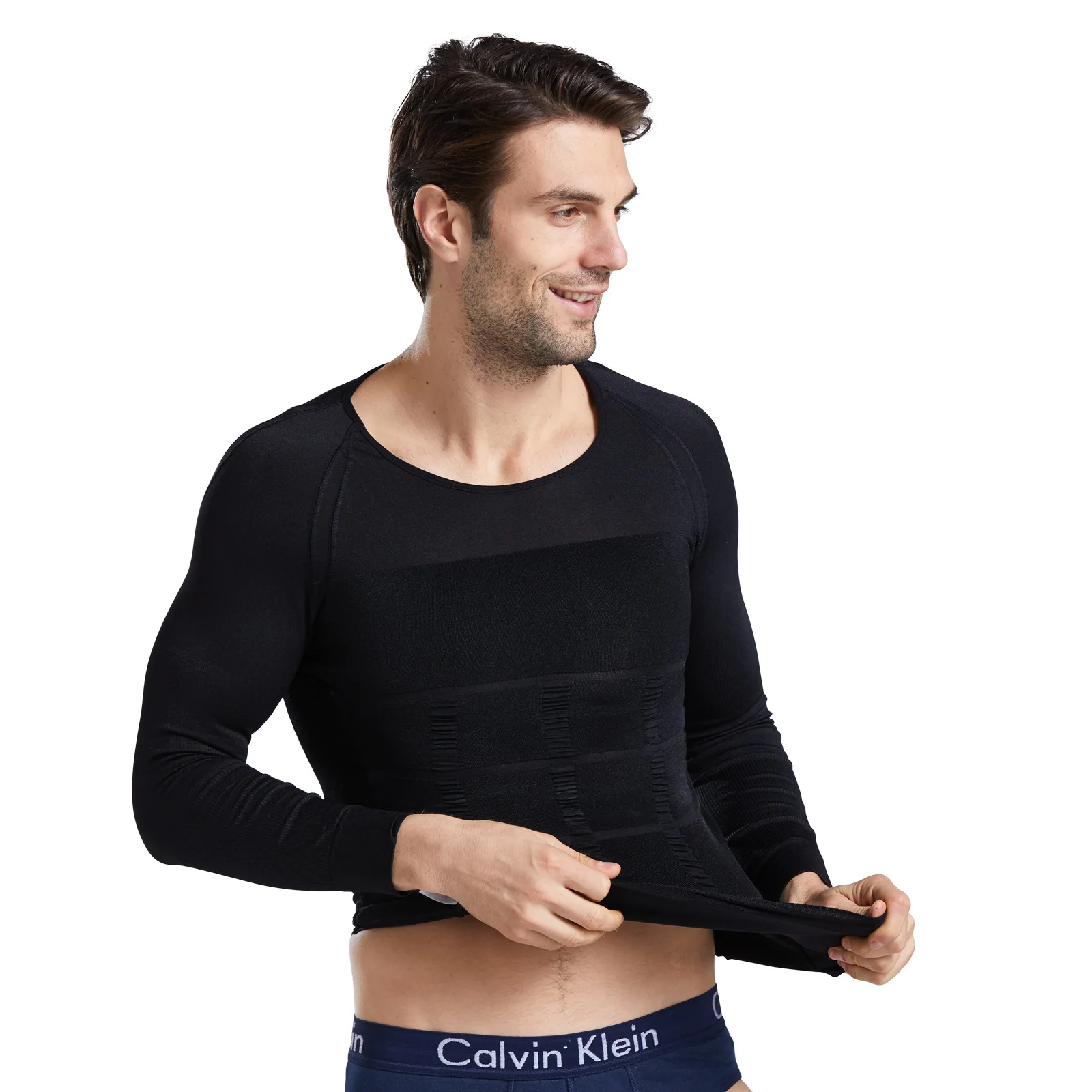 Body Shaper For Men Long Sleeve Compression Shirts Slimming  Seamless Tummy Control Gynecomastia Gym Workout Undershirt
