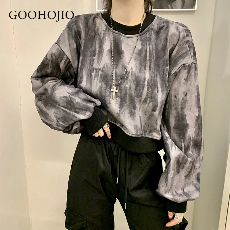 

GOOHOJIO 2021 New Spring and Autumn Sweatshirts for Women Fashionable Loose Women Sweatshirts Long Sleeve Short Sweatshirt Women