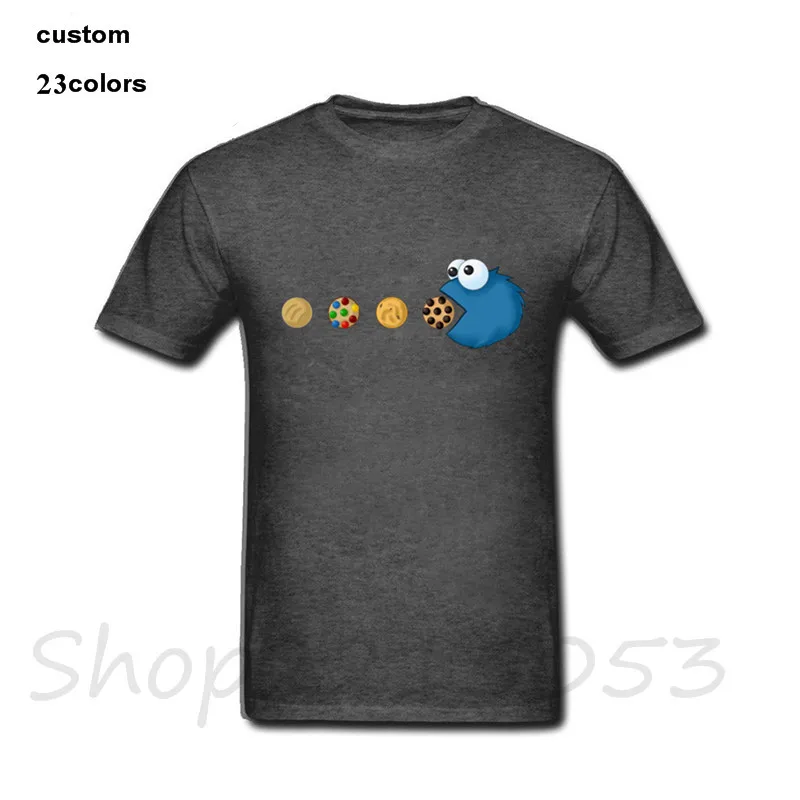 Уличная футболка с принтом в виде печенья монстра Pacman Улица Сезам Мужская аниме