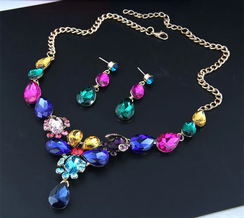 Комплект ювелирных украшений Kymyad для женщин разноцветное ожерелье с каплями