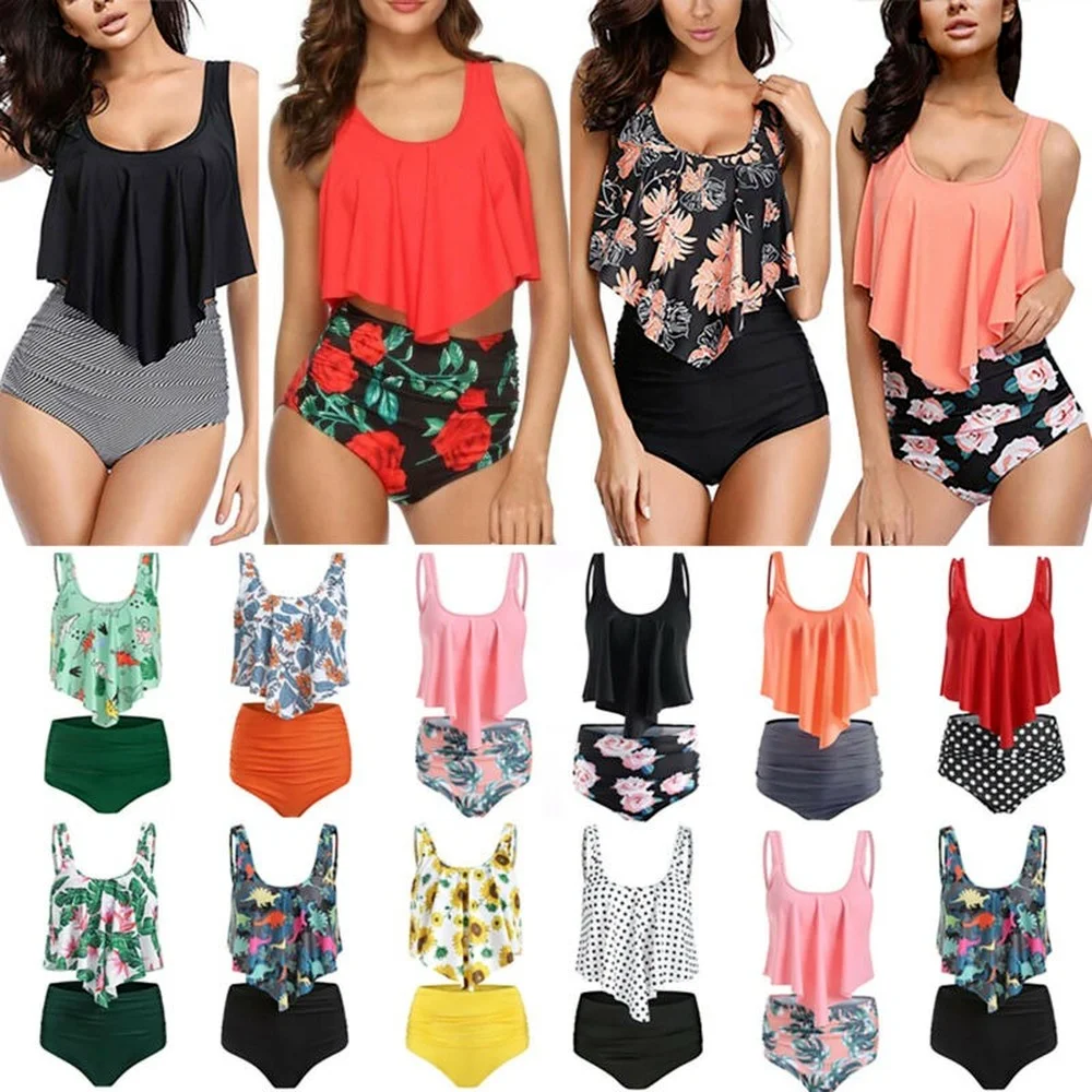 

2021 Sexy High Waist Bikini Print swimsuit Bathing Suit Holiday Beach Swimwear Swimsuit Plus Size Swimwear Women
