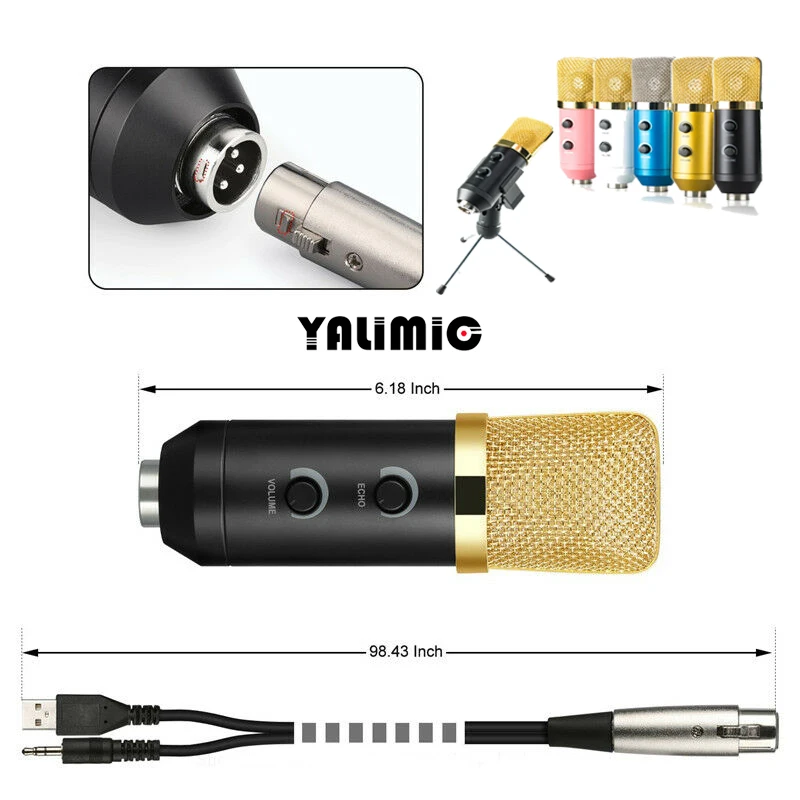 MK-F100TL Профессиональный USB студийный компьютерный конденсаторный микрофон для записи видео и караоке