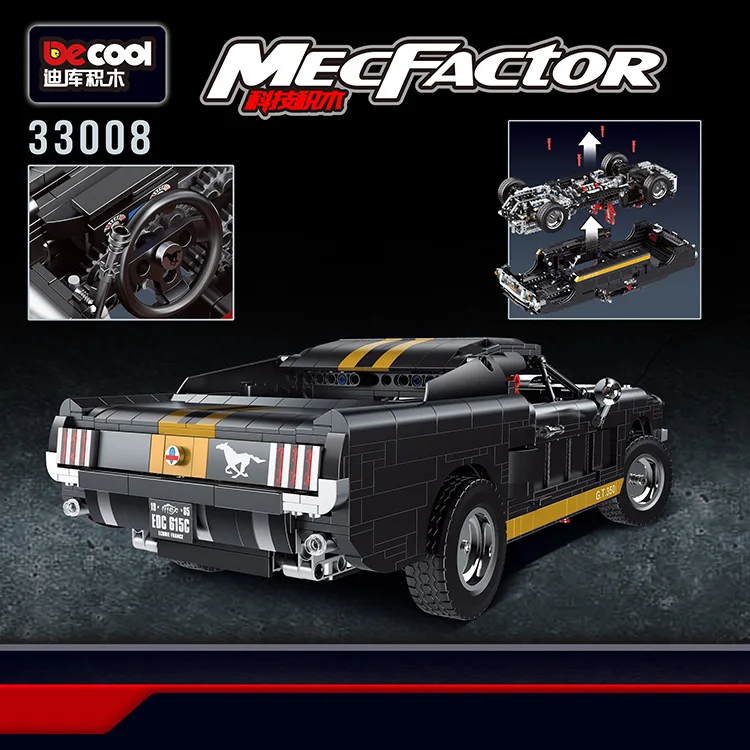

1817 PCS 33008 Technology Series Ford Mustang GT 350-H Sports Car Model Enlightenment Building Block Toys for Children Gifts