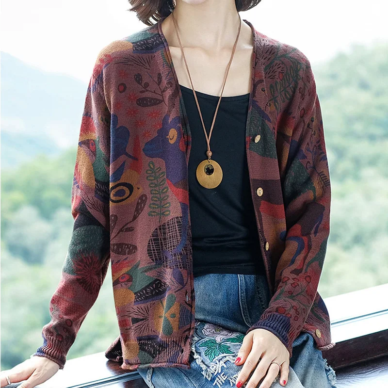 Женское Вязаное кимоно свитер в этническом винтажном стиле мягкая верхняя