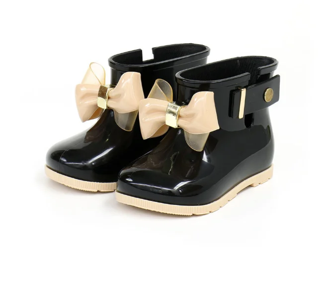 

Kids Boots Baby Girls Rain Boots Cute Bowknot Jelly Rain Shoes Red/Pink/Black Waterproof Soft Ankle Boot Children PVC Shoes