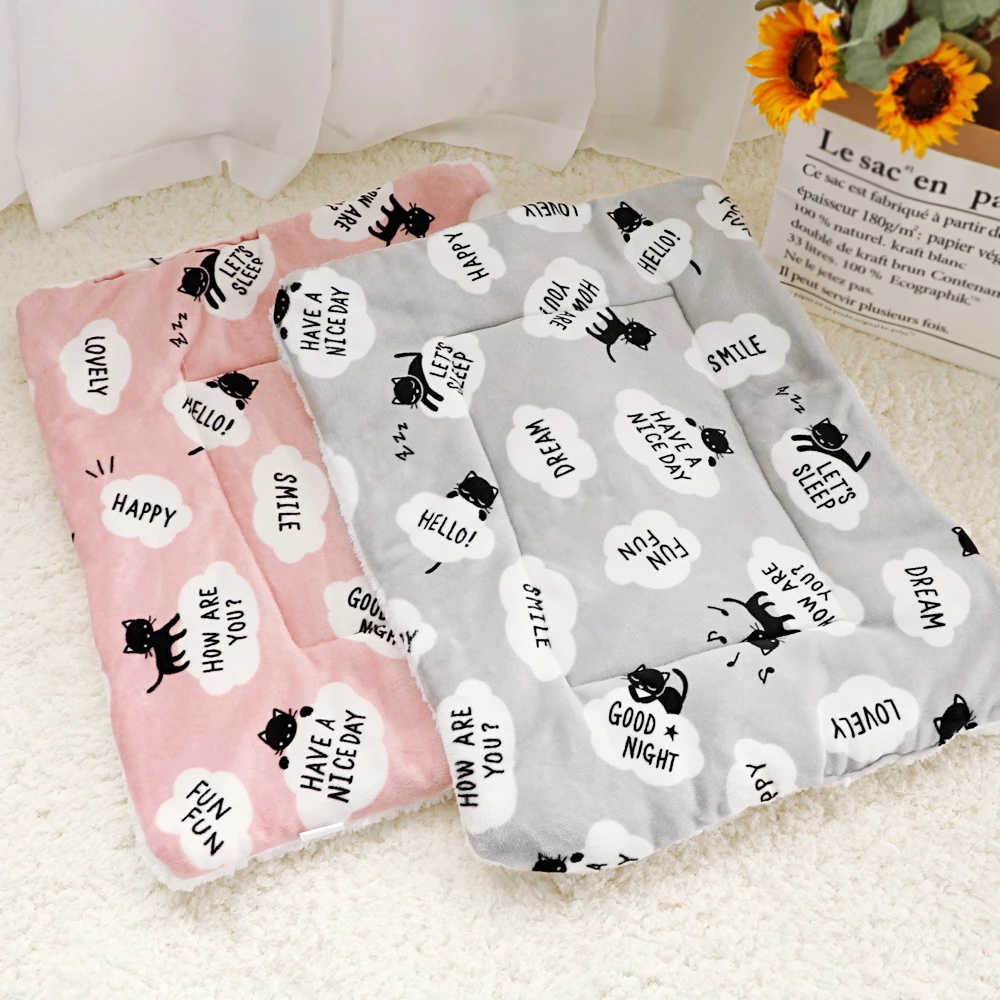 

Winter Pet Dog Bed Mat Soft Fleece Puppy Cat Blanket Dog Mattress Beds Warm Sleeping Cushion Kennel For Small Medium Large Dogs