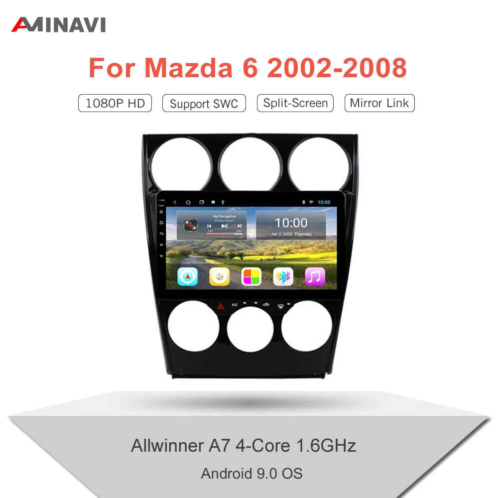 Автомагнитола для Mazda 6 2002 2008 9/10 1 дюйм HD 2 Din Android 9 0 мультимедийный видеоплеер