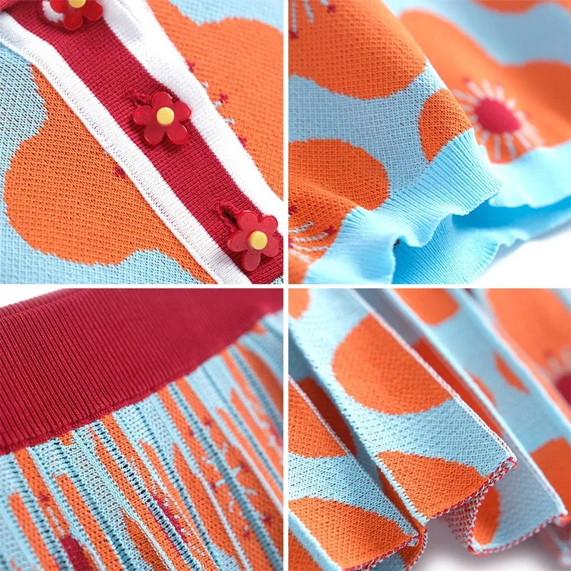 Женский Жаккардовый трикотажный топ комплект из двух предметов с цветочным