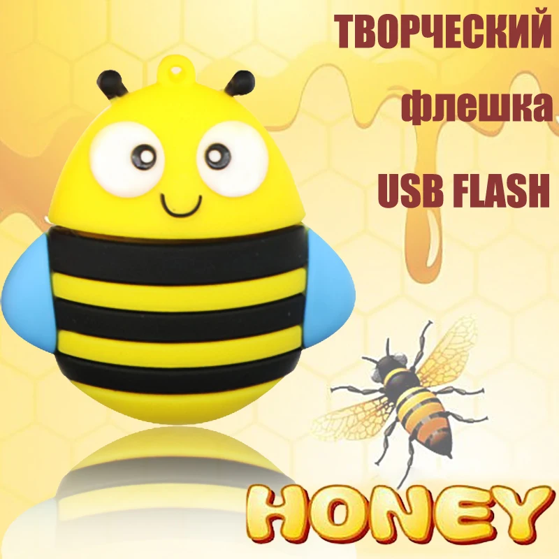 Мультфильм USB флэш-накопитель флеш-накопитель Миньоны 128 GB/64 GB/32 GB/16G cle USB флеш-накопитель Memoria USB ключ Флешка Animado лиса/Пчела/пингвин/сова