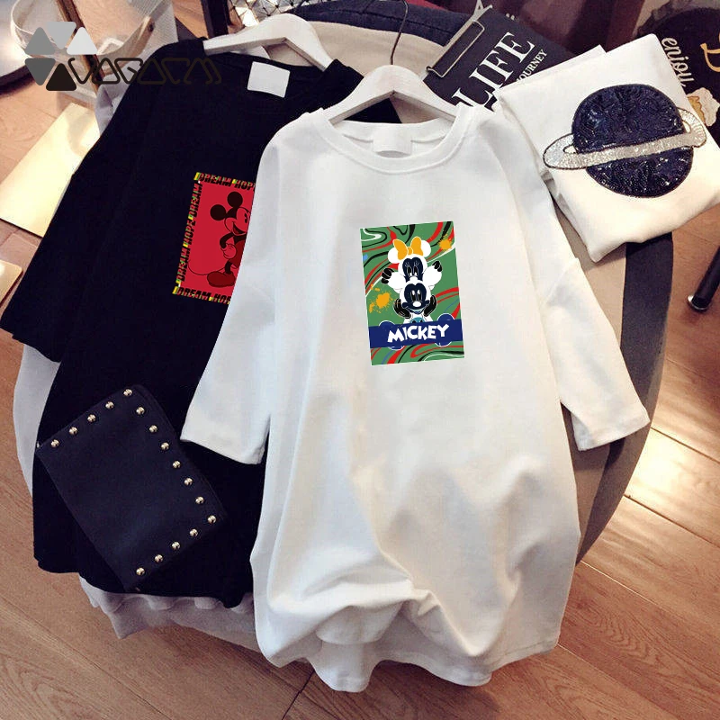 Женские Disney Платье с принтом Микки Маус Harajuku спортивные костюмы мини юбки платья