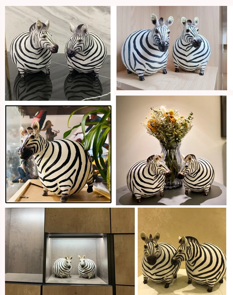 Миниатюрная милая фигурка зебры из смолы аксессуары для домашнего декора