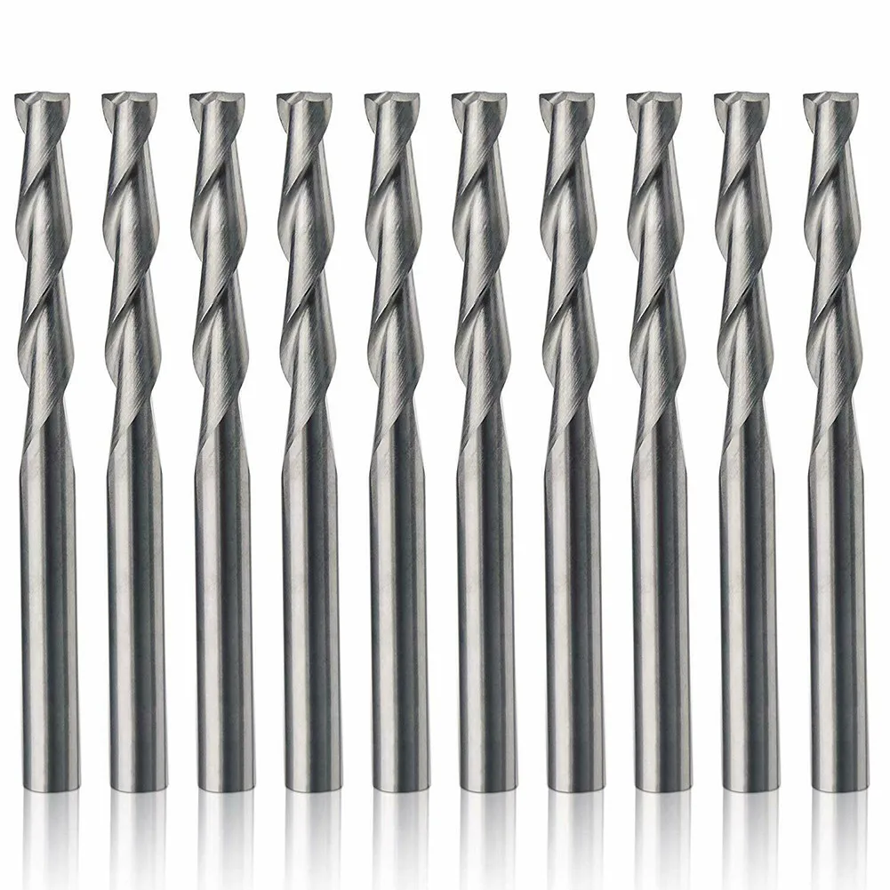 

10Pcs Solid Carbide CNC 1/8'' Router Bits End Mill Flat Nose 2-Flute Milling Cutter 22mm 38.5mm Metalworking Tools