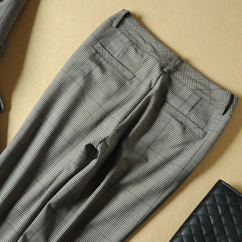 Fashion Office Ladies Plaid Suit Slim Fit Spring New 2pcs Blazer Pants Suits Vintage Business Work Outfits Set Ensemble Femme | Женская