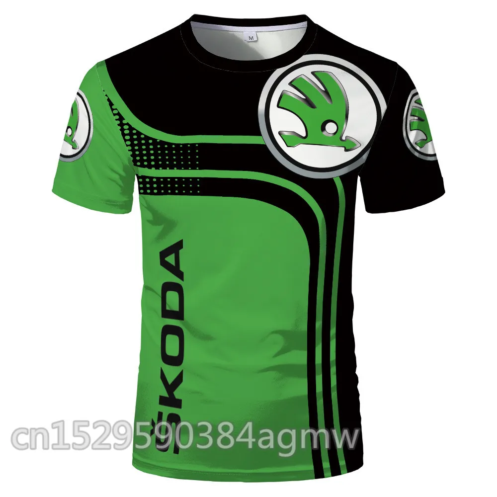 Футболка мужская с коротким рукавом брендовая тенниска унисекс логотипом Skoda 3D