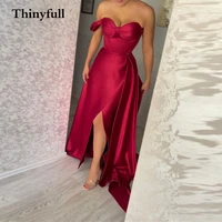 thinyfull wine red high side split evening dresses long sweetheart sleeveless formal prom party gowns dress abito da sposa