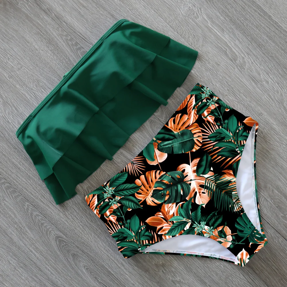

2021 New Sexy Bikinis Women Swimsuit High Waist Bathing Suit Print Floral Swimwear Push Up Bikini Set Vintage Beach Wear Biquini