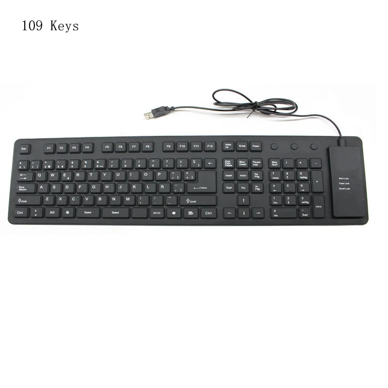 Проводная силиконовая Бесшумная мягкая клавиатура с 85/109 клавишами
