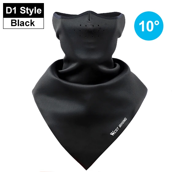 D1-Black WEST BIKING, зимняя велосипедная маска, флисовая термальная Балаклава, сохраняющая тепло, ветрозащитная Лыжная маска, шапка для сноуборда, велосипеда, велосипедная лицевая маска - Цвет: D1-Black
