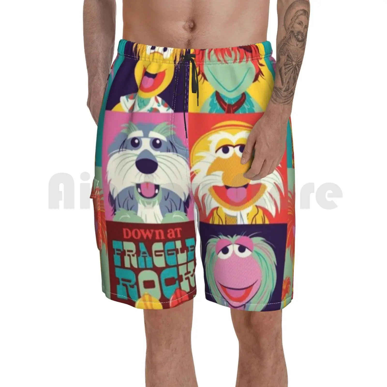 

Fraggles Beach Shorts Men Beach Pants Swim Trunks Children S Retro 80s Birthday Christmas Idea Fraggle Let The Music