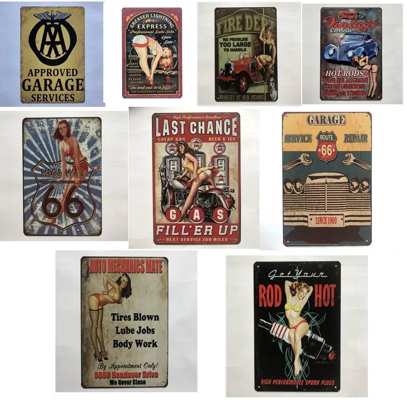 [Luckyaboy] Оптовая продажа кинозвезды шины Услуги Hot Rod Garage Винтаж Металл Ретро