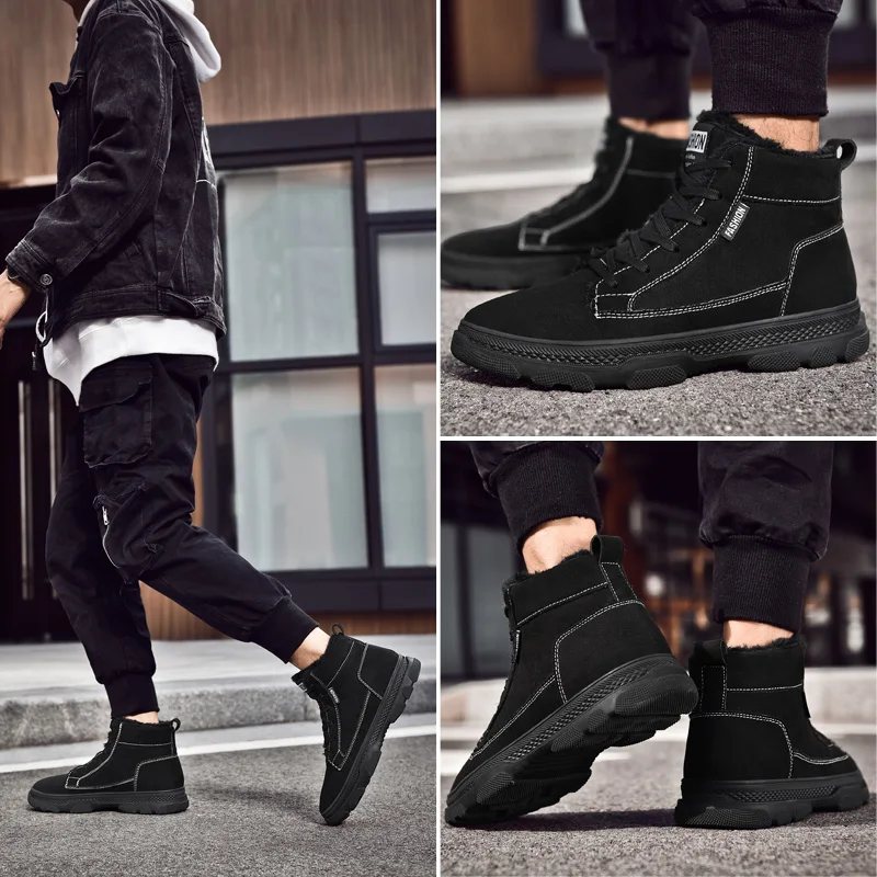 Мужские кроссовки с хлопковой подкладкой мужские зимние ботинки теплые