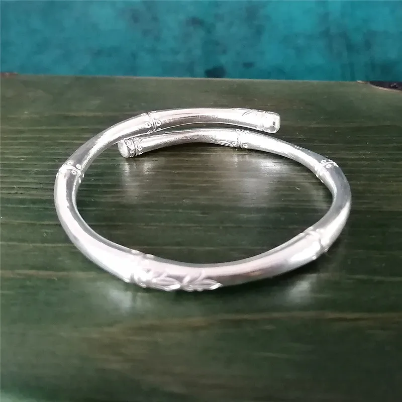 

Bastiee Bamboo 999 Sterling Silver Cuff Bracelet For Women Bangle Hmong Handmade Luxury Jewelry Miao Traditional Bangles Gift