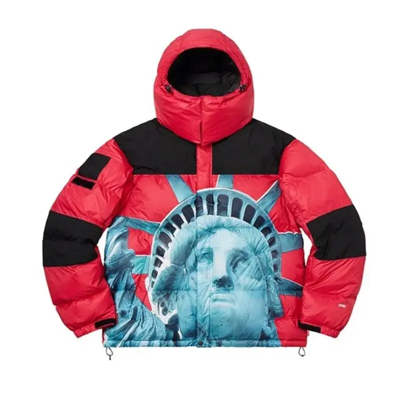 

Winter America Brand Face Parkas FW19 Week 10 Joint Statue Of Liberty Casual Men's Thick Hooded Coat Warm Down Puffer Jackets