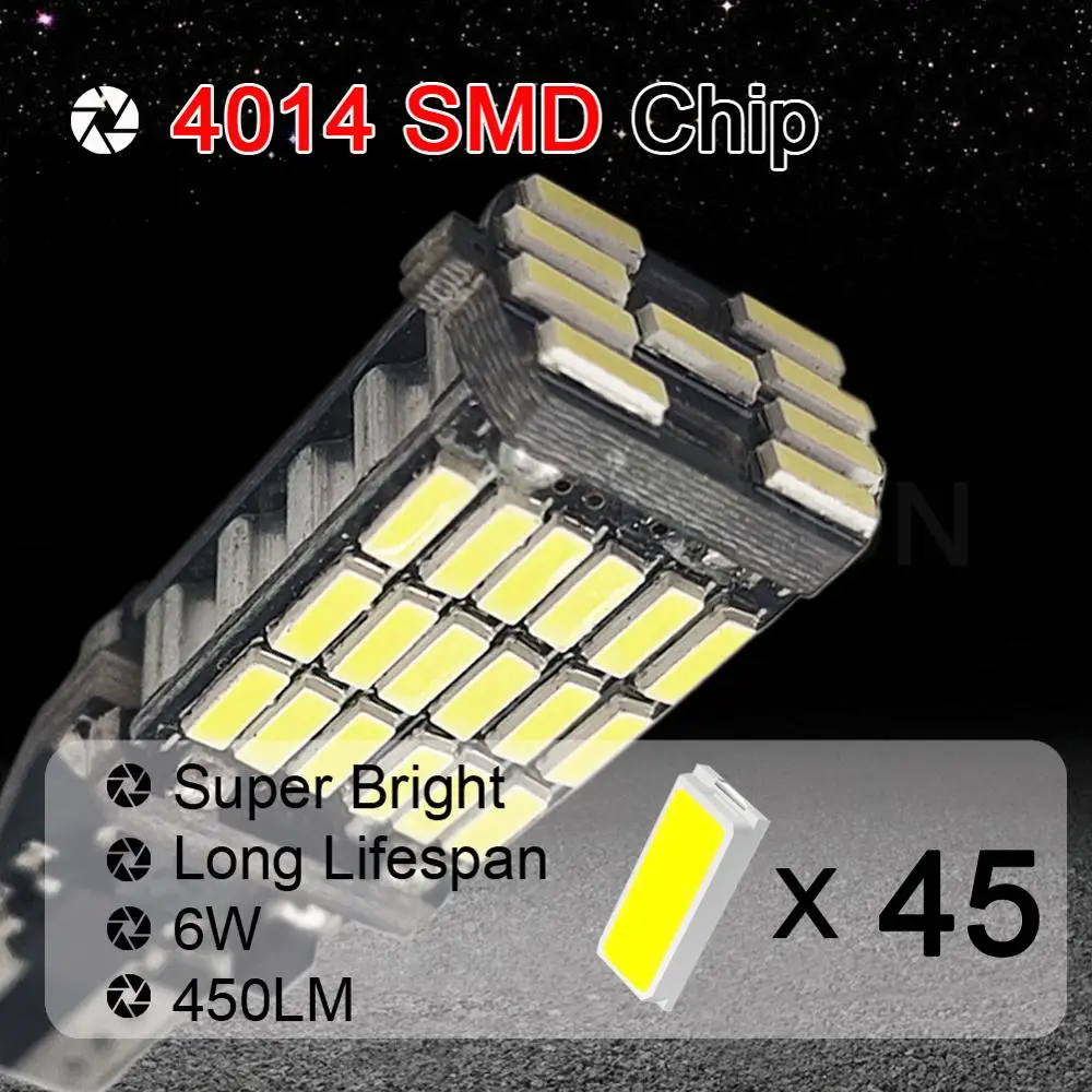 2 шт. 45smd Canbus T15 w16w автомобильный светильник с поворотным сигналом Автомобильный