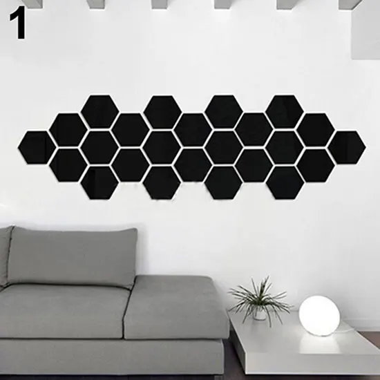 10 шт. 3D зеркальные наклейки на стену шестиугольная форма винил съемная Наклейка