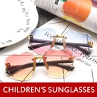 Детские солнцезащитные очки без оправы в форме сердца, модные детские солнцезащитные очки в форме сердца, приколы, игрушки для девочек, для улицы, для путешествий, защитные очки