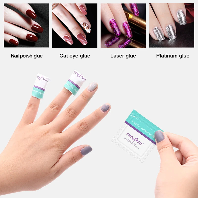 

200pcs Disposable Remover Phototherapy Nail Polish Adhesive Tin Foil Unloading Bag Remover Unloading Towel Health Nail Supplies