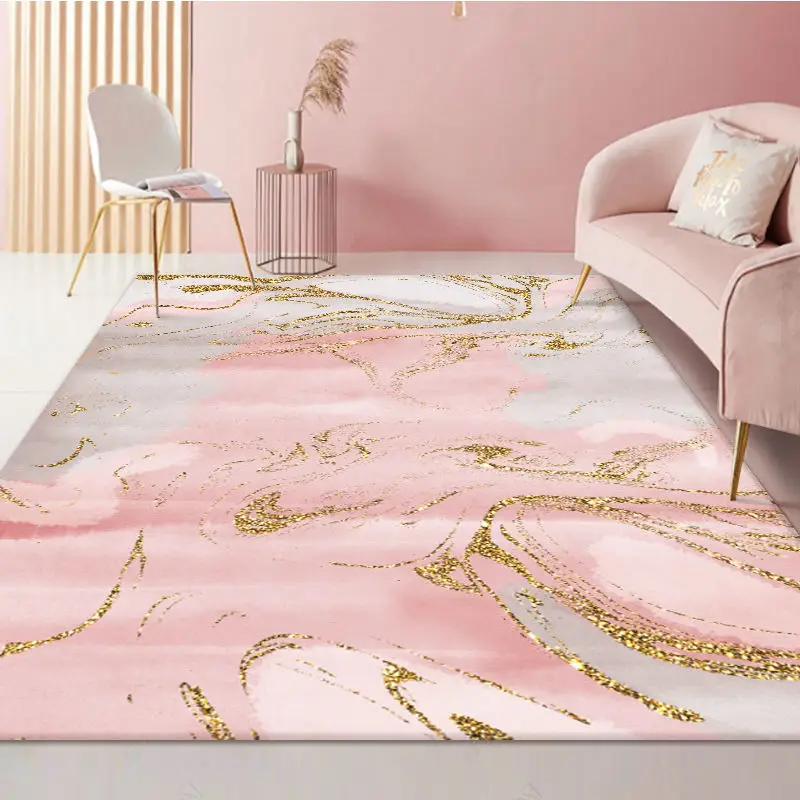 

Painted Phnom Penh Modern Nordic Large Living Room Carpet 3D Printing Rose Gold Abstract Colorful Bedroom Kitchen Carpet Customi