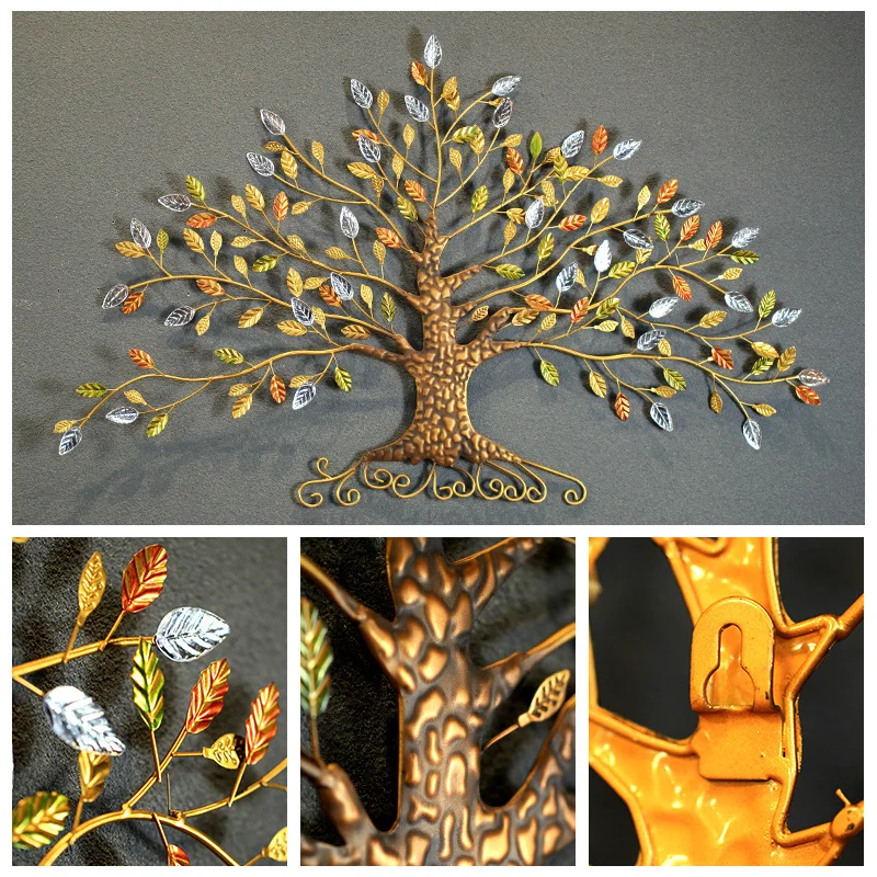 

VILLAGE IRON RICH TREE HOME FURNISHING WALL HANGING THREE-DIMENSIONAL LIVING ROOM WALL DECORATION ORNAMENTS IRON TREE DECOR