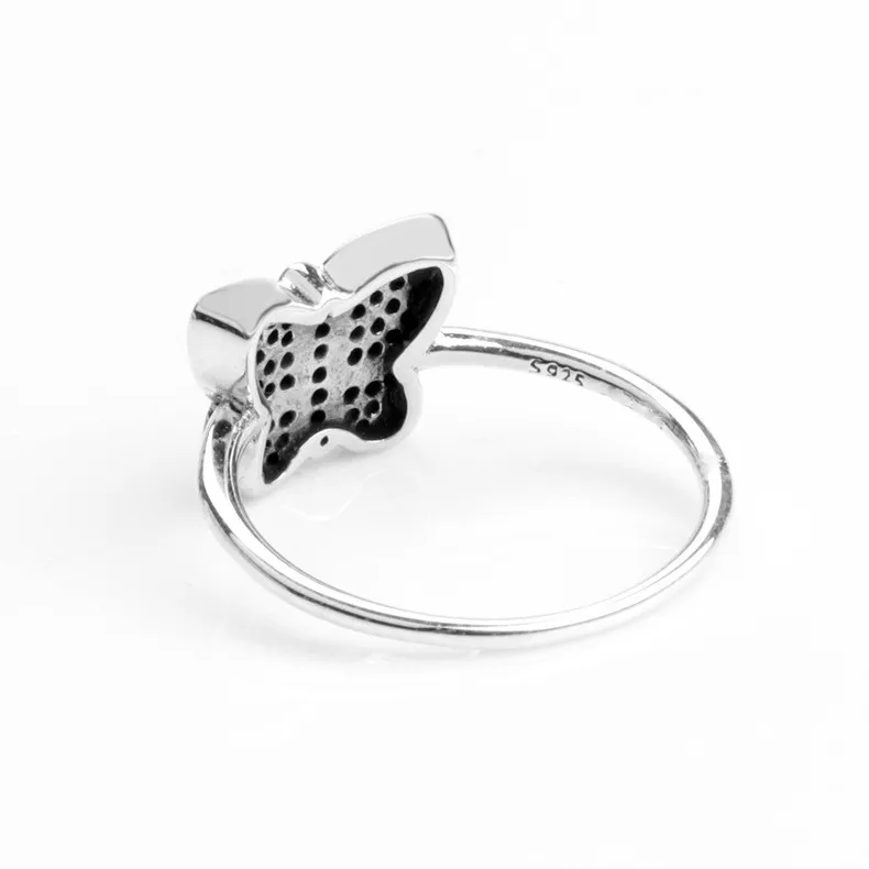 

Original 925 Sterling Silver Pan Ring Shiny Butterfly With Crystal Pan Ring For Women Wedding Party Fashion Jewelry