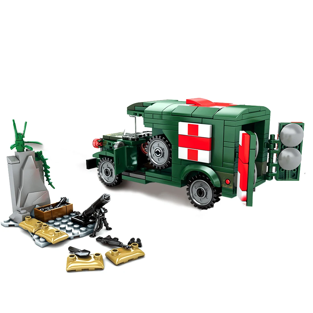 

262Pcs Military Ambulance Building Blocks Army Vehicle Truck Soldier Bricks Toy Plastic Block Assembly Toys Kids Birthday Gift