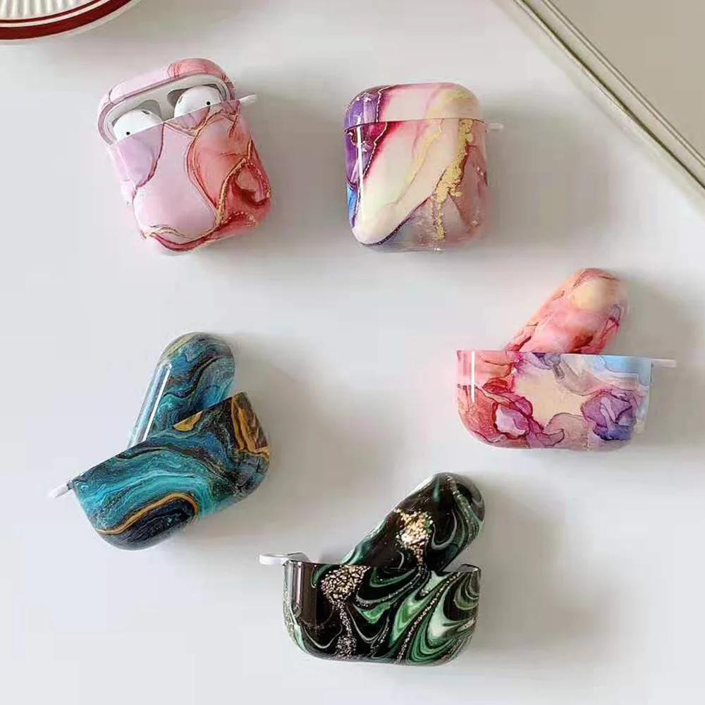 

Luxury Earphone Case For AirPods Pro 2 1 Cases Colorful Marble Cute Bluetooth Wireless Headset Charging Box Protection Cover