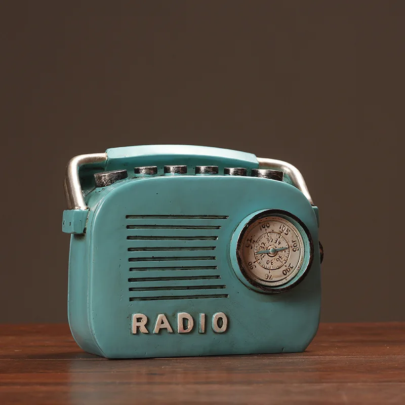 Красно синяя Ретро радиомодель из смолы домашнее украшение мягкая наряд