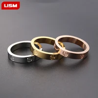 fashion cross head screw zircon ring simple stainless steel ring with stone for woman girl for men couple ring wedding ring