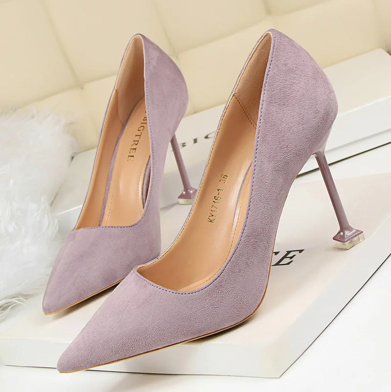 Сексуальные женские туфли на высоком каблуке серый бежевый фиолетовый свадебные