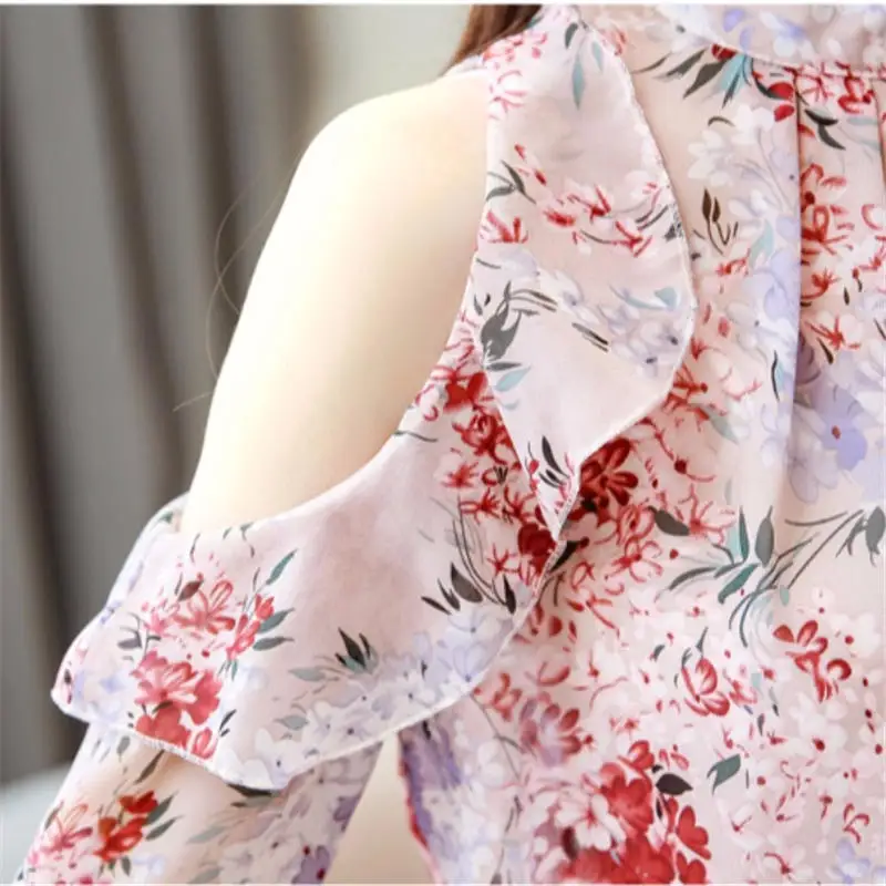 

Summer Chiffon Blouse Women Elegant Casual Print Floral Sexy Ladies Tops Loose New Fashion Plus Size Blusas Femininas 3XL Q3625