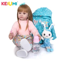 keiumi 24 inch silicone reborn baby doll 60 cm newborn stuffed princess reborn bebe toys cloth body doll kids birthday xmas gift