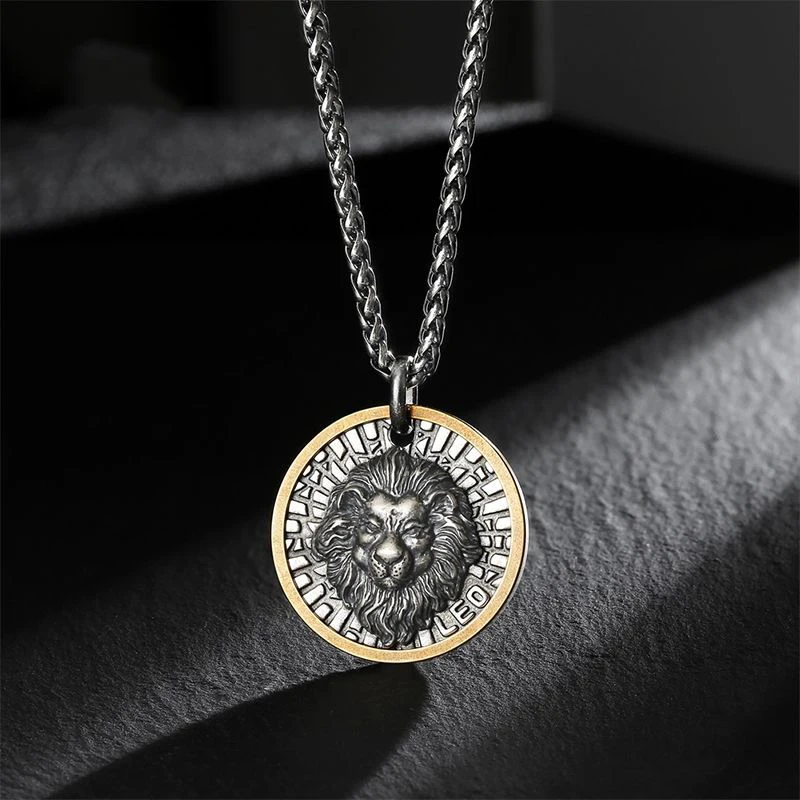 

Ожерелье из серебра 925 пробы в стиле хип-хоп для мужчин и женщин, Винтажное колье с символом справа, львом, аксессуары для одежды, 14 к