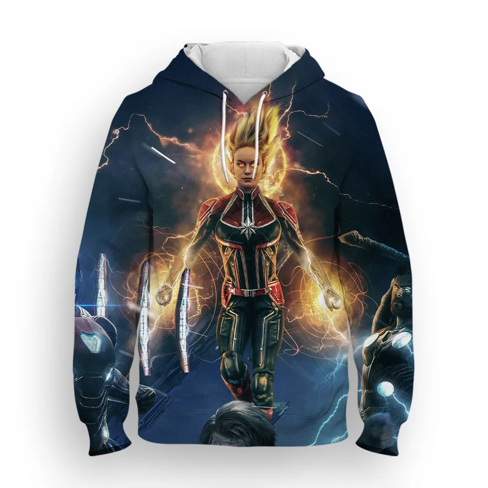 Толстовки с капюшоном и 3D принтом капитана Marvel модная мужская одежда